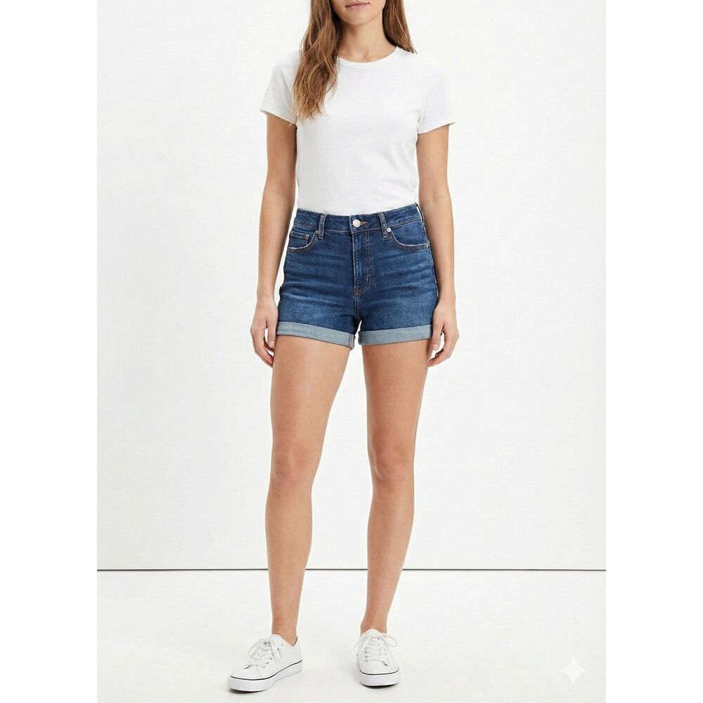 American Eagle Women’s Curvy Mom Jean Shorts Rolled Cuff Size 2